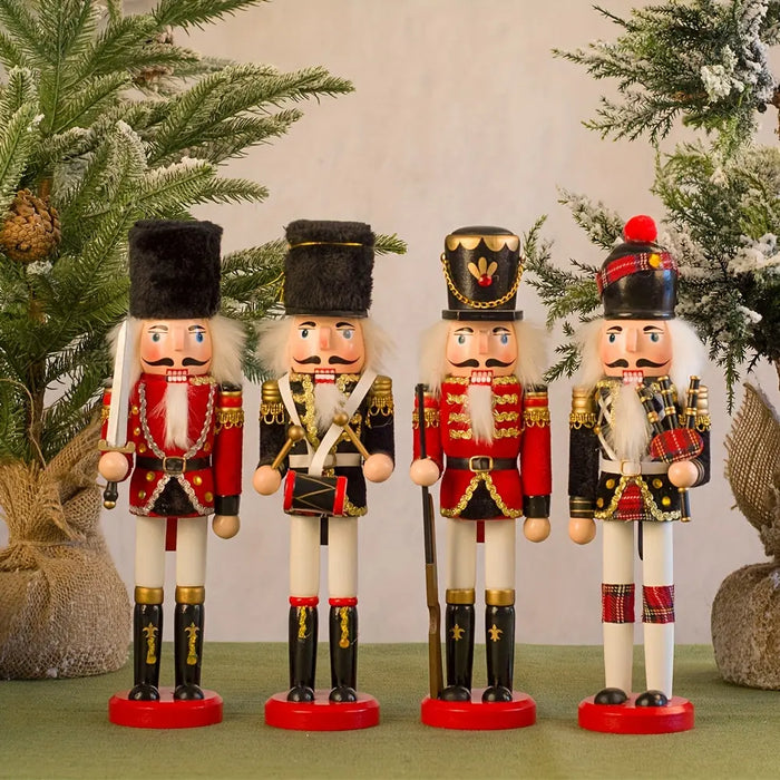 Houten Notenkraker Soldaat Kerstdecoratie Traditioneel Ambachtelijk Figuur voor Tafel en Vensterbank | Sulvida