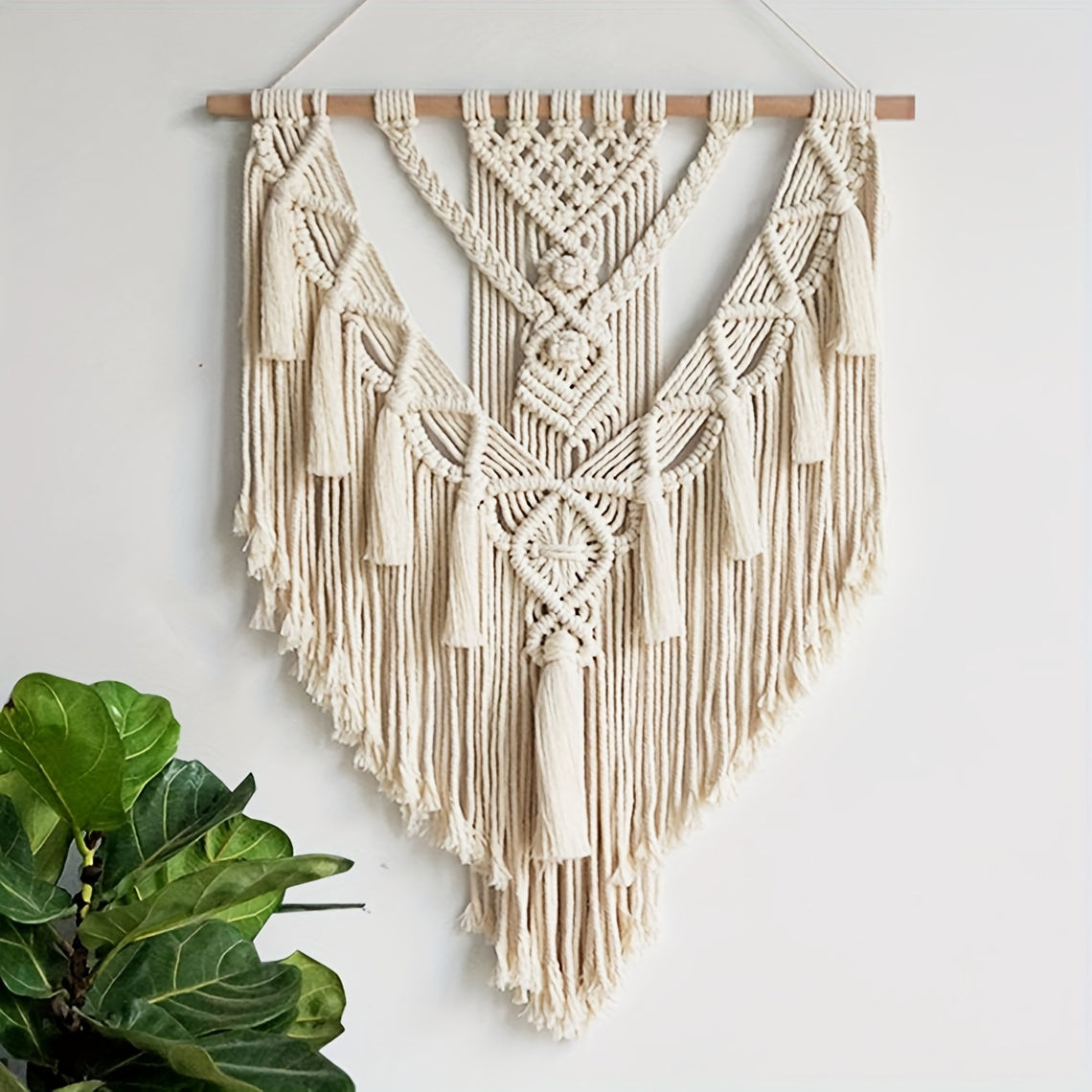 Handgeweven Wandkleed 70×45cm Bohemian Macramé Natuurvezel Huisdecoratie Wandhanger Slaapkamer Woonkamer | Sulvida