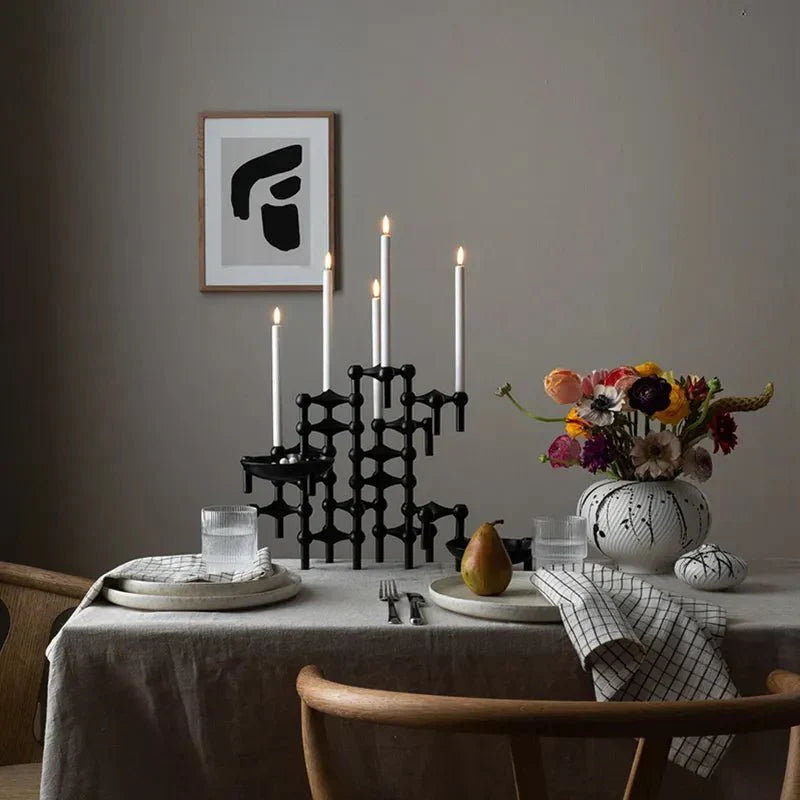 Kandelaar Set Molecuul Design 3-delig Roestvrij Staal Modern Sculptuur Tafeldecoratie Woonkamer Eettafel | Sulvida