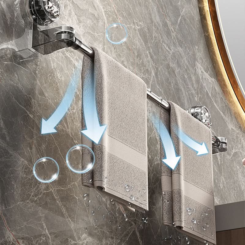 Porte-serviettes extensible sans perçage 30-60 cm, noir, blanc ou acier inoxydable, pivotant à 180°, autocollant, fixation murale pour salle de bains - Sulvida