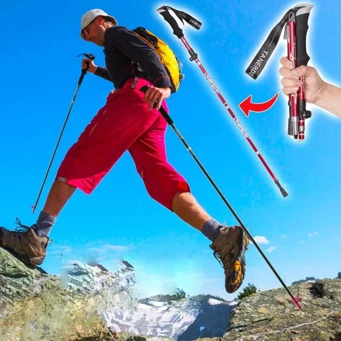 Telescopische Wandelstok Verstelbaar Inklapbaar - Trekkingstok Aluminium Zwart Rood Blauw Outdoor Trekking | Sulvida