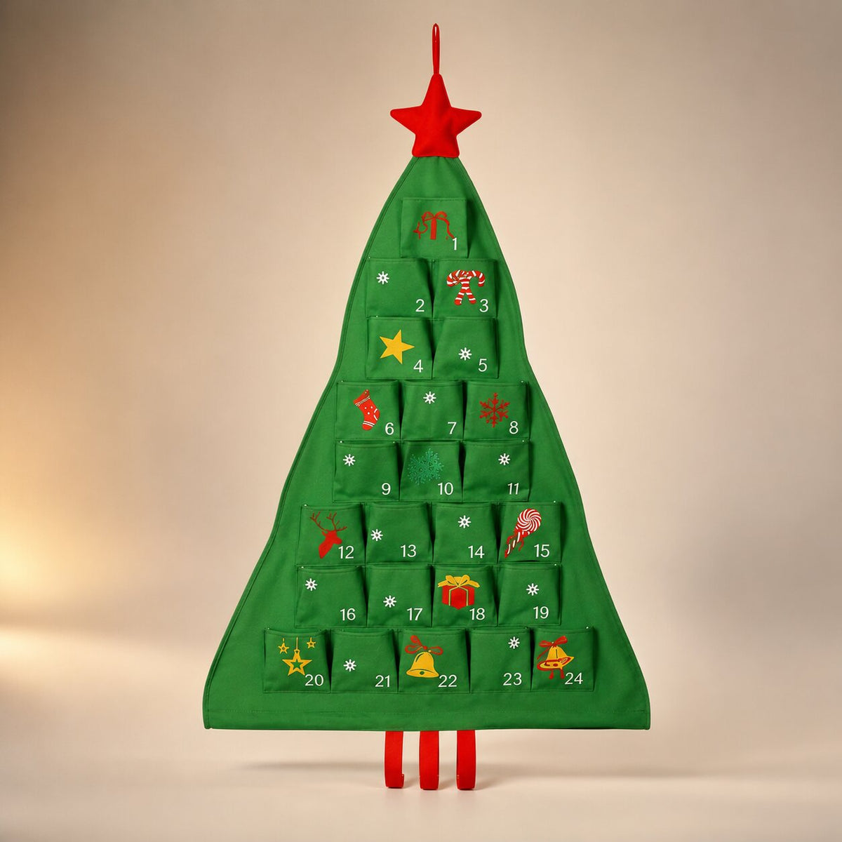 Adventskalender om zelf te vullen 24 vakjes kerstboom groen met ster herbruikbaar kerst decoratie cadeau | Sulvida