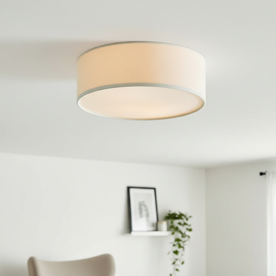 Plafondlamp Linnen Trommel Natuurlijk Textiel Warm Dimbaar Licht Stijlvol Design Slaapkamer Woonkamer Eetkamer | Sulvida