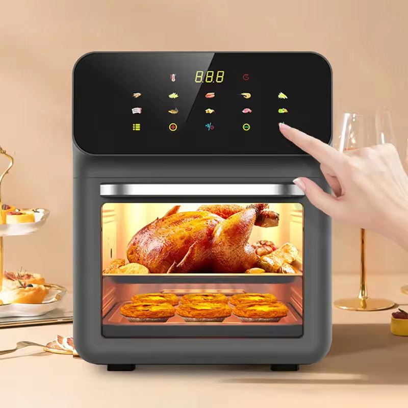 Friteuse à air chaud 10L avec 18 menus et circulation d’air à 360° — Cuisine saine sans huile pour toute la famille | Sulvida