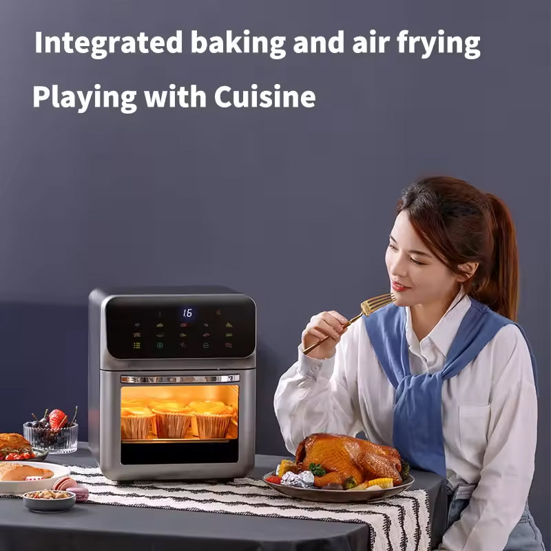 Friteuse à air chaud 10L avec 18 menus et circulation d’air à 360° — Cuisine saine sans huile pour toute la famille | Sulvida