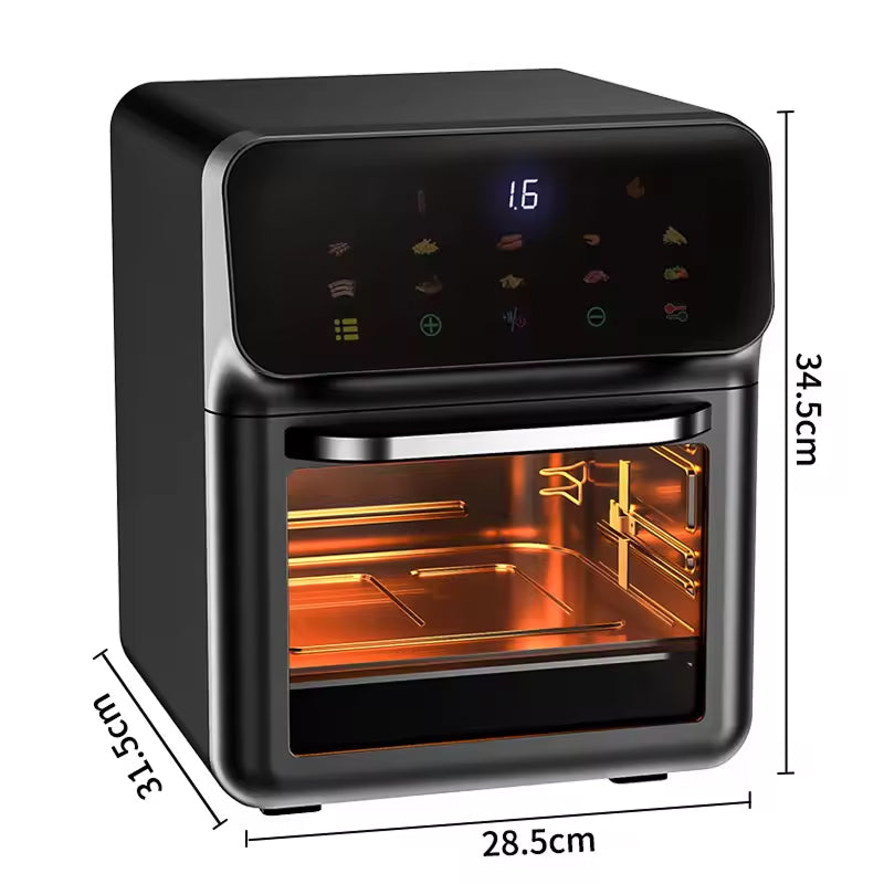 Friteuse à air chaud 10L avec 18 menus et circulation d’air à 360° — Cuisine saine sans huile pour toute la famille | Sulvida