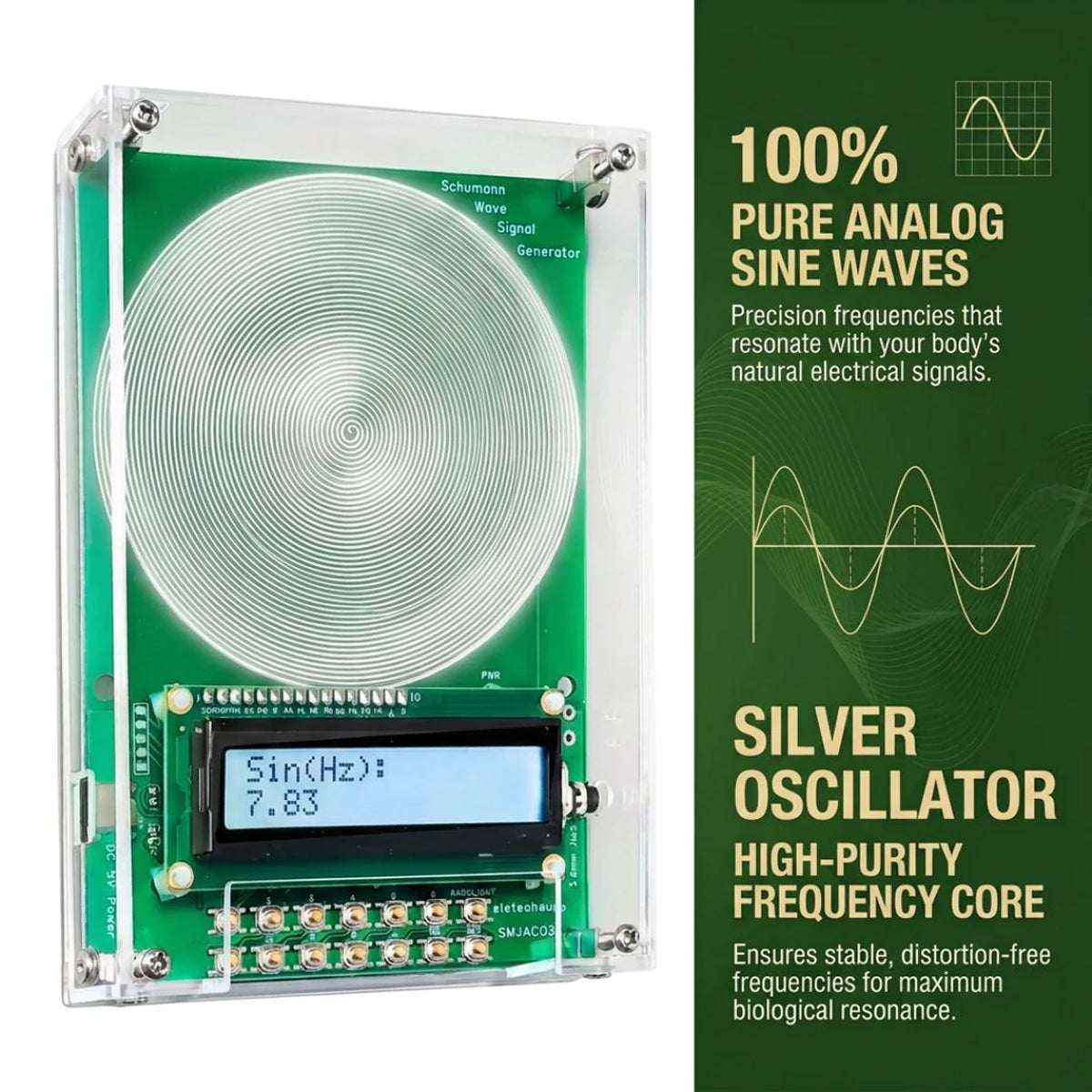 Générateur de résonance de Schumann 0,01-100.000Hz, générateur de signaux avec écran LCD, fréquence d’oscillateur à cristal | Sulvida