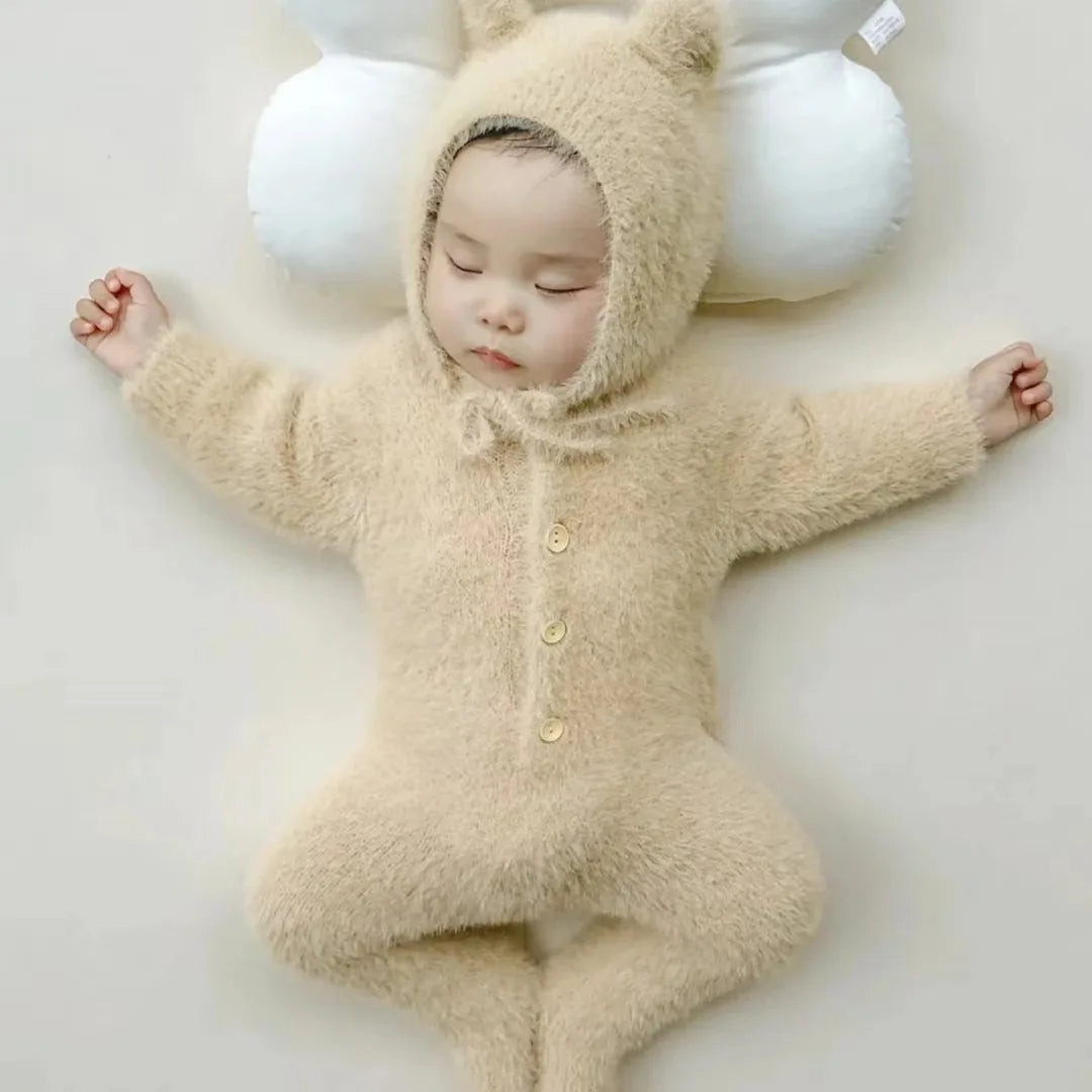 Pluche Baby Jumpsuit Beer met Capuchon Zachte Romper Winterkleding Baby's 0-24 Maanden Warm Onesie Babykleding | Sulvida