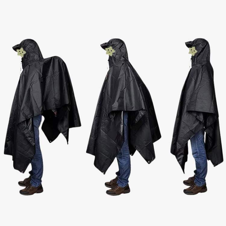 Waterafstotende Poncho Zwart Oranje Legergroen Unisex Compact Opvouwbaar Outdoor Wandelponcho Regenbescherming | Sulvida
