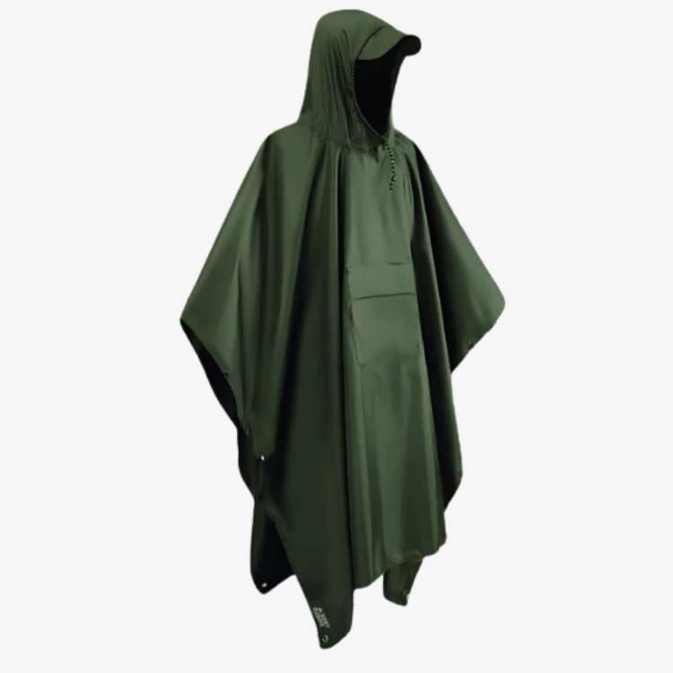 Waterafstotende Poncho Zwart Oranje Legergroen Unisex Compact Opvouwbaar Outdoor Wandelponcho Regenbescherming | Sulvida