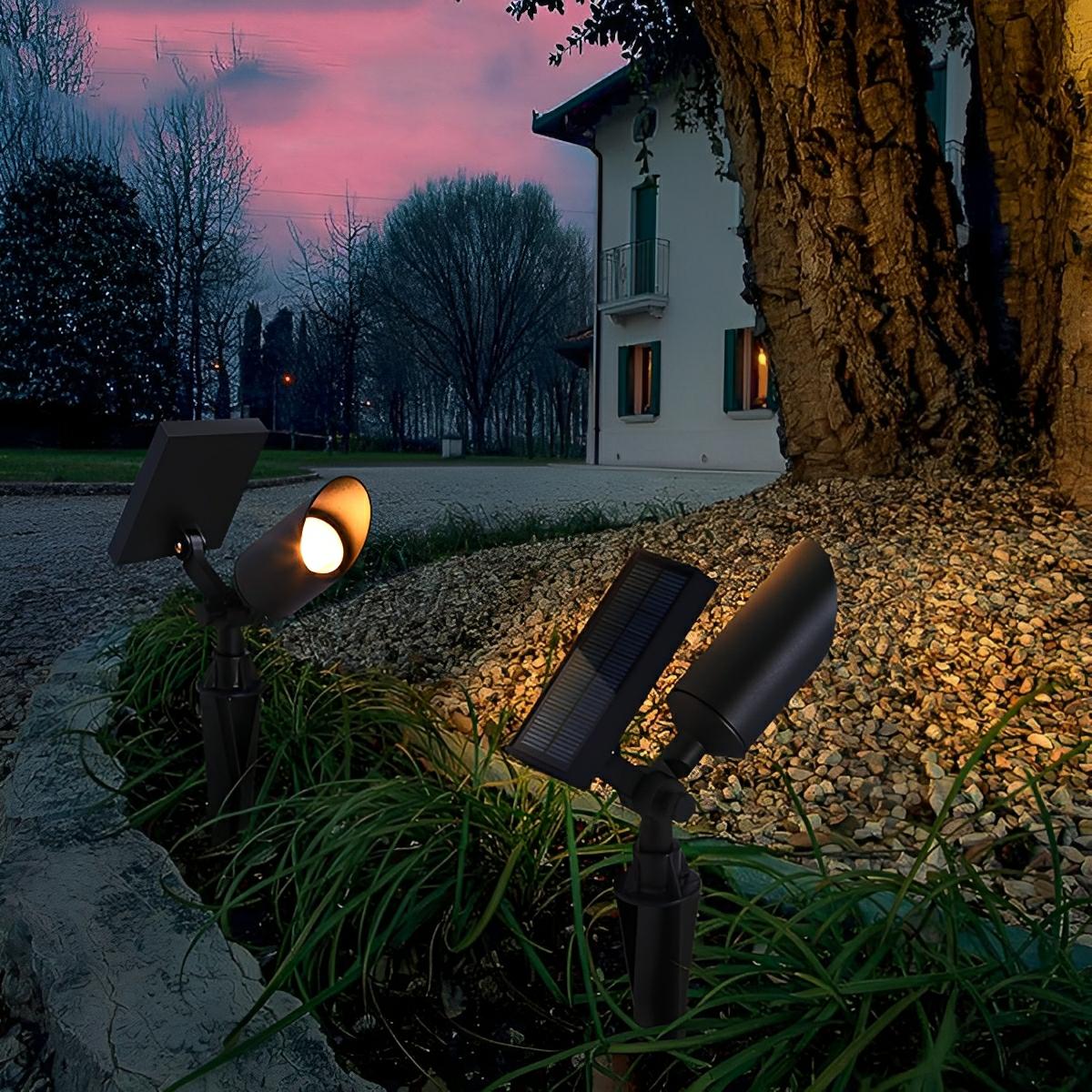 LED Grondspot Aluminium Zwart IP65 Waterdicht Tuinverlichting Warm Wit Hardwired Solar Gazonlamp Buitenverlichting | Sulvida