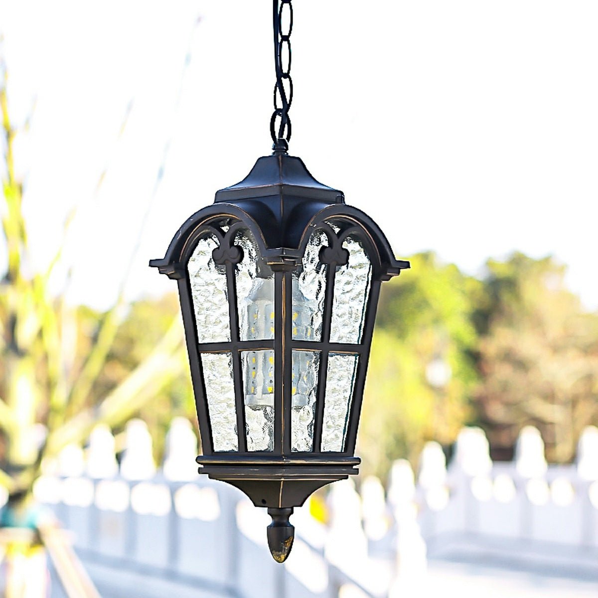 Hanglamp Buiten LED Zwart Lantaarn Vintage Kruisvorm Waterdicht Aluminiumlegering Tuinverlichting Terras | Sulvida