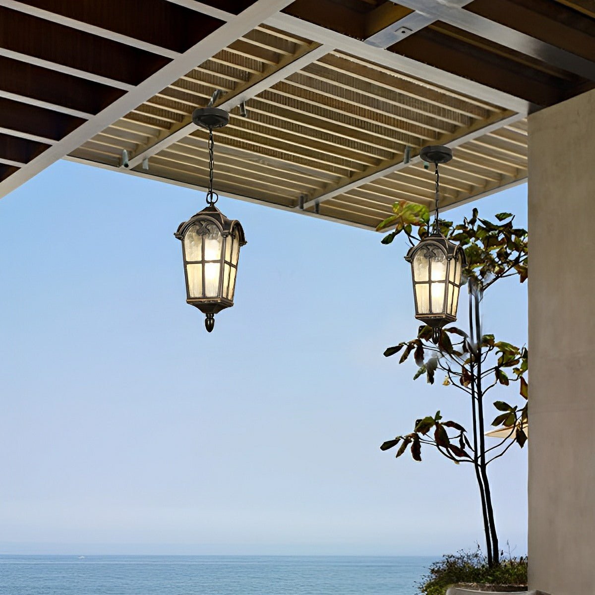 Hanglamp Buiten LED Zwart Lantaarn Vintage Kruisvorm Waterdicht Aluminiumlegering Tuinverlichting Terras | Sulvida