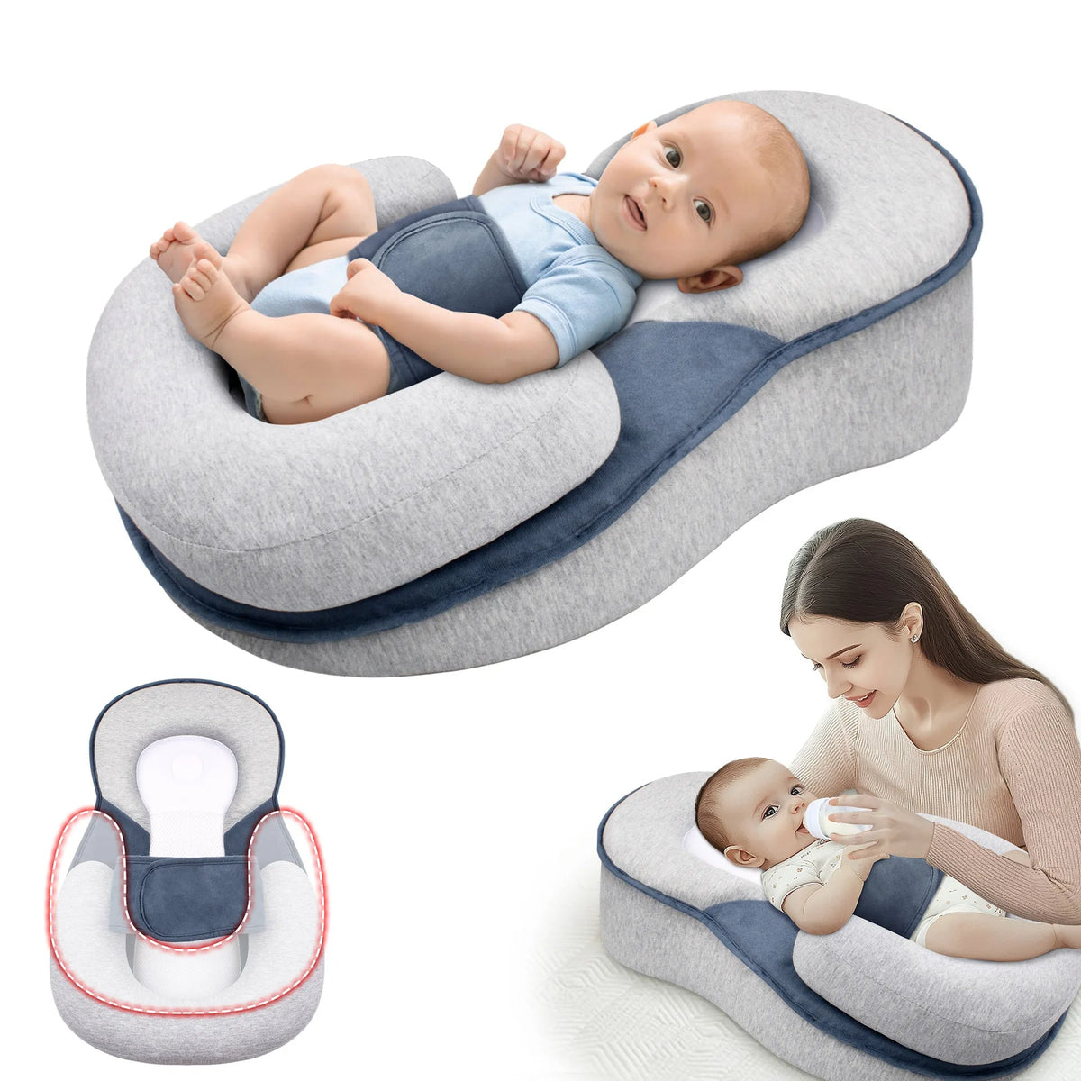Verhoogd Babykussen Anti-Reflux Pasgeborenen Zuigelingen Ergonomisch Comfort Rustig Slapen Verstelbaar | Sulvida