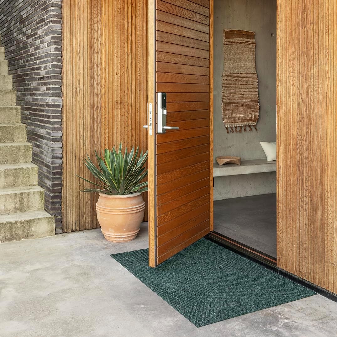 Schoonloopmat Antislip PVC Binnenshuis Buitenshuis Groen Grijs Khaki Deurmat Vuilvangende Matje Entree | Sulvida