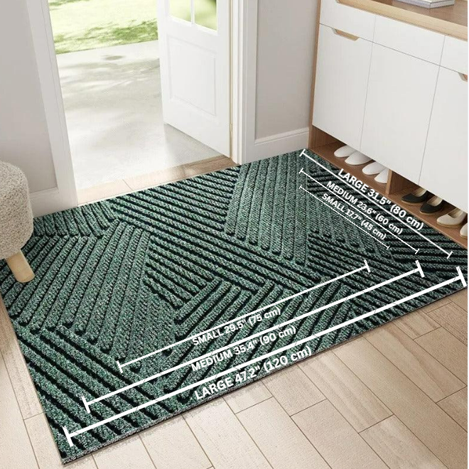 Schoonloopmat Antislip PVC Binnenshuis Buitenshuis Groen Grijs Khaki Deurmat Vuilvangende Matje Entree | Sulvida