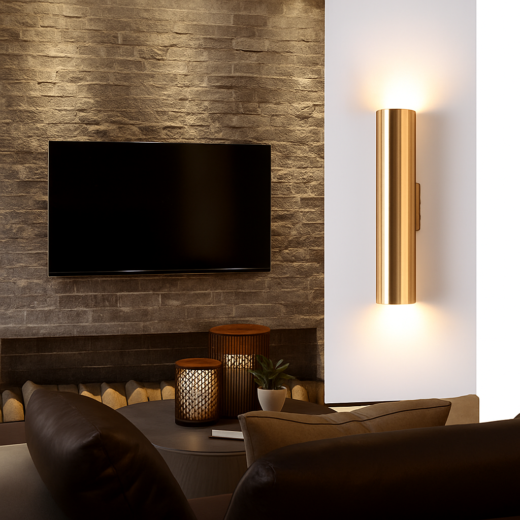 Gouden Cilindrische LED Wandlamp met Warm en Koel Licht – Modern Design voor Woonkamer en Slaapkamer | Sulvida
