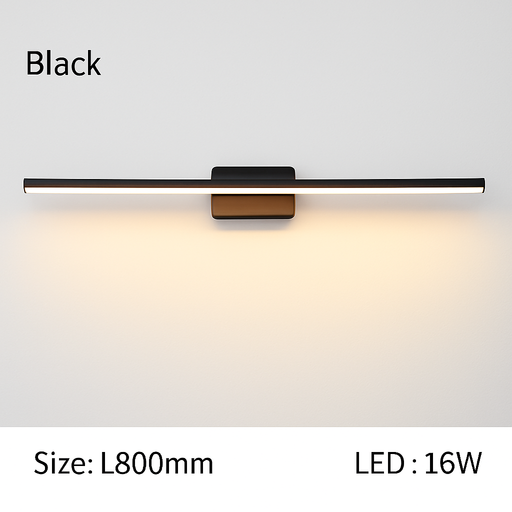 LED Badkamerspiegel Wandlamp Rechthoekig Zwart Wit Metaal Aluminium Moderne Verlichting Spiegellamp Badkamer | Sulvida