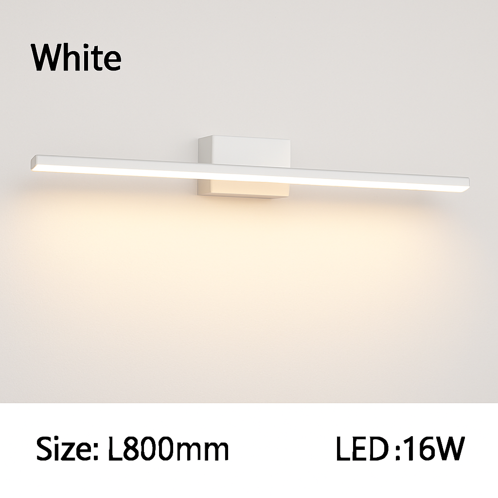 LED Badkamerspiegel Wandlamp Rechthoekig Zwart Wit Metaal Aluminium Moderne Verlichting Spiegellamp Badkamer | Sulvida