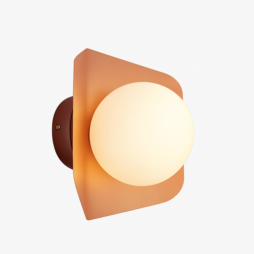 Wandlamp met glazen bol mat ijzer modern minimalistisch design verlichting woonkamer slaapkamer grijs groen roze geel | Sulvida