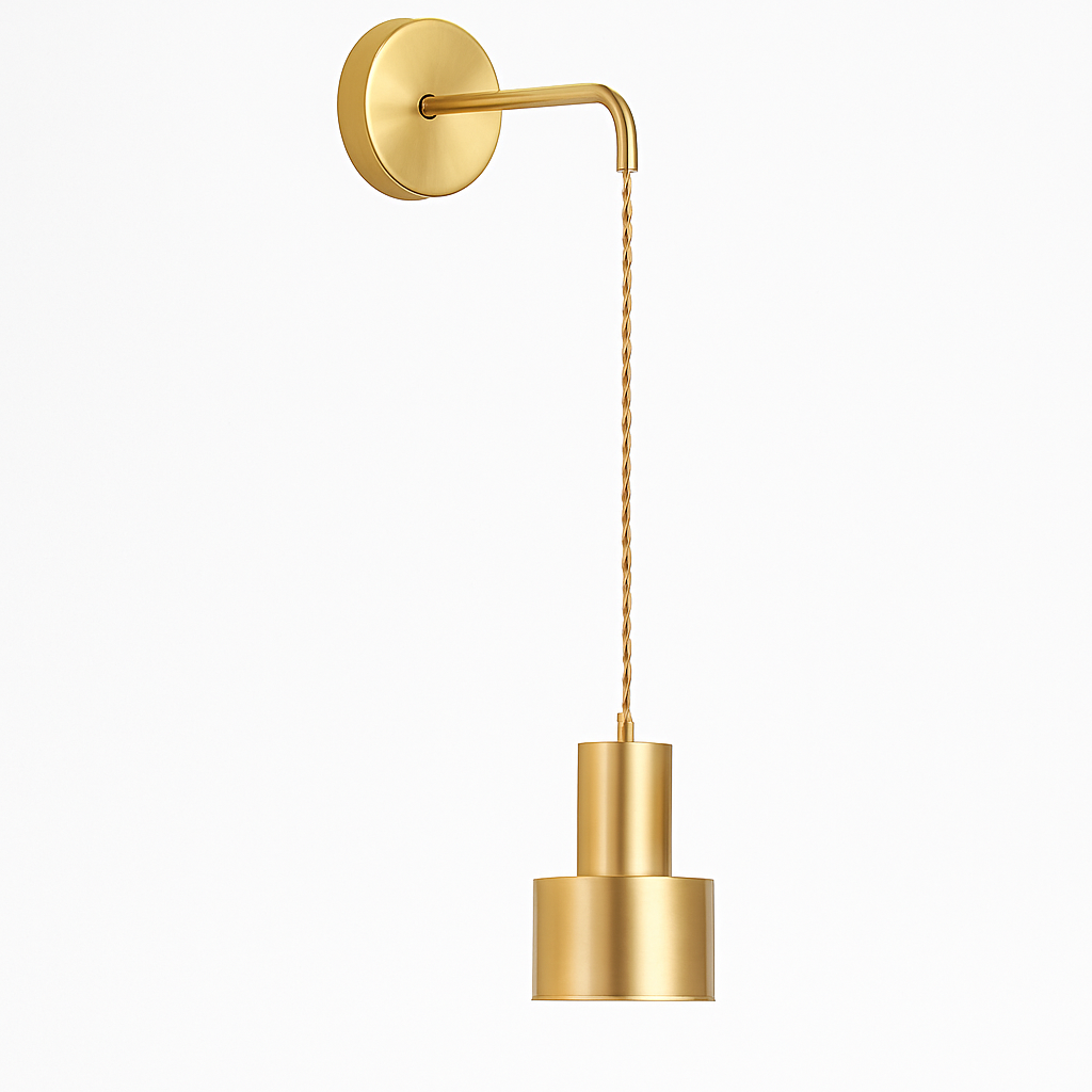 Gouden wandlamp met hangende spot metalen design E27 moderne sfeerverlichting voor woonkamer en slaapkamer | Sulvida