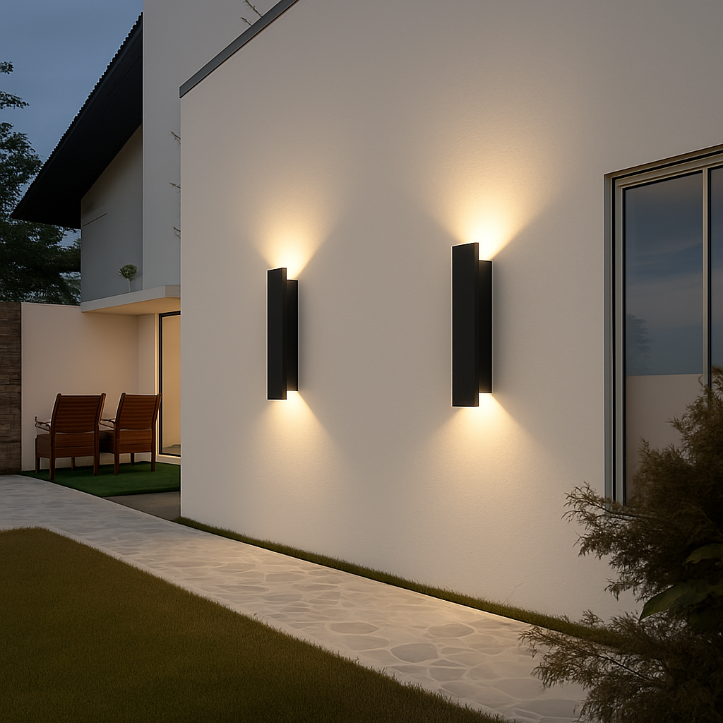 Aluminium wandlamp voor buiten 18W LED waterdicht zwart moderne strip buitenverlichting gevel tuin wand | Sulvida