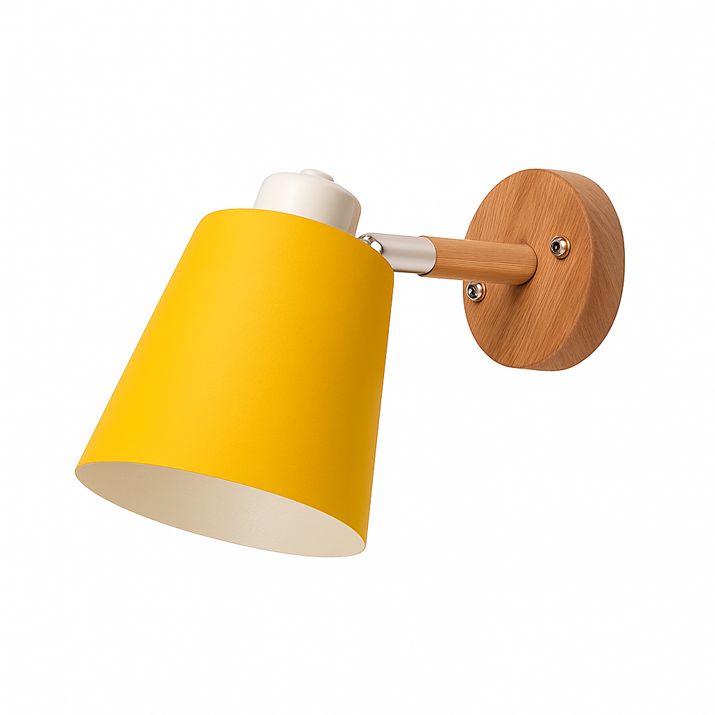 LED Wandlamp Verstelbaar met Houten Voet & Metalen Kap – Modern Stijlvol Sfeerlicht voor Iedere Kamer | Sulvida
