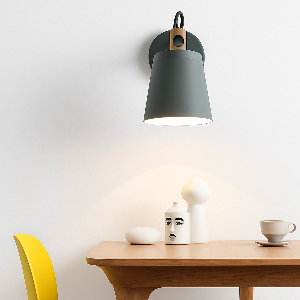 Wandlamp met hout en metaal design Scandinavisch stijl E27 fitting zwart wit voor woonkamer slaapkamer | Sulvida