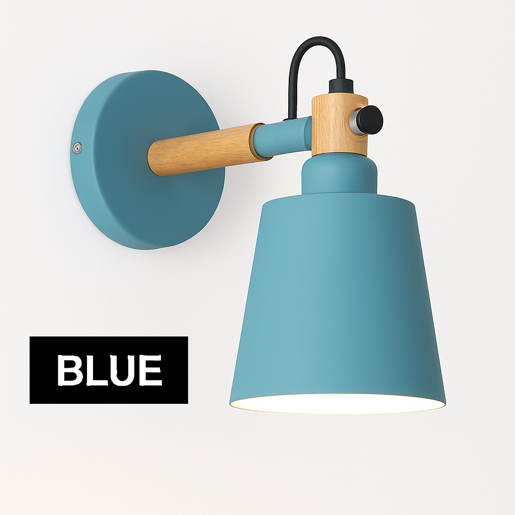 Wandlamp met hout en metaal design Scandinavisch stijl E27 fitting zwart wit voor woonkamer slaapkamer | Sulvida