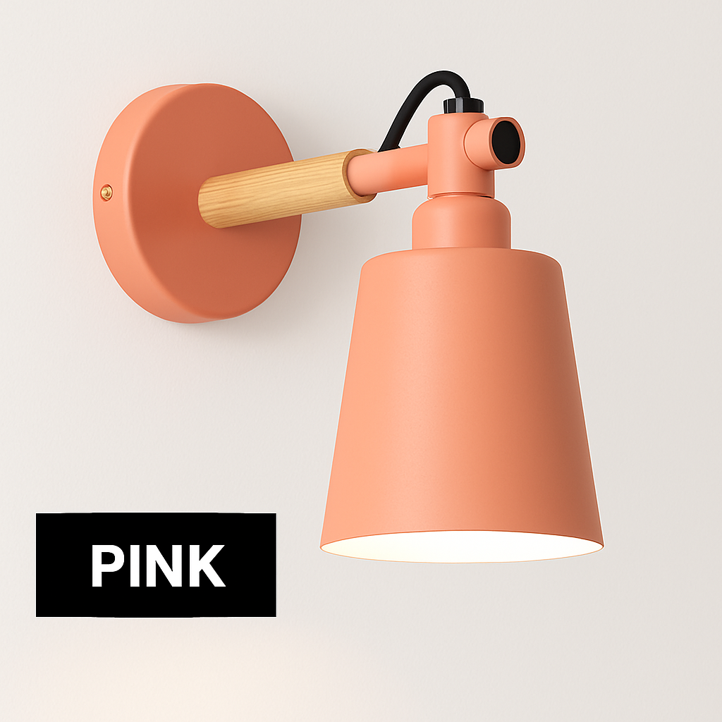 Wandlamp met hout en metaal design Scandinavisch stijl E27 fitting zwart wit voor woonkamer slaapkamer | Sulvida