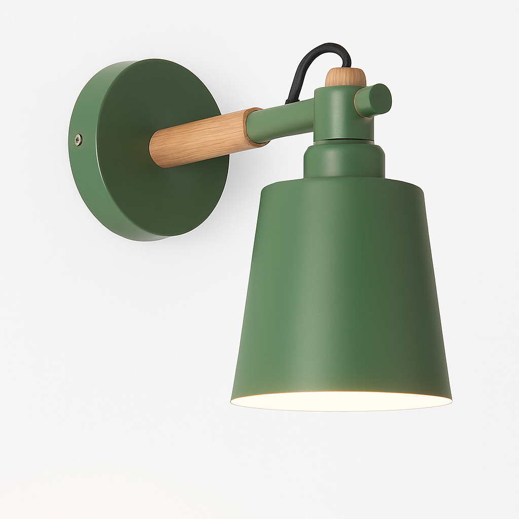 Wandlamp met hout en metaal design Scandinavisch stijl E27 fitting zwart wit voor woonkamer slaapkamer | Sulvida