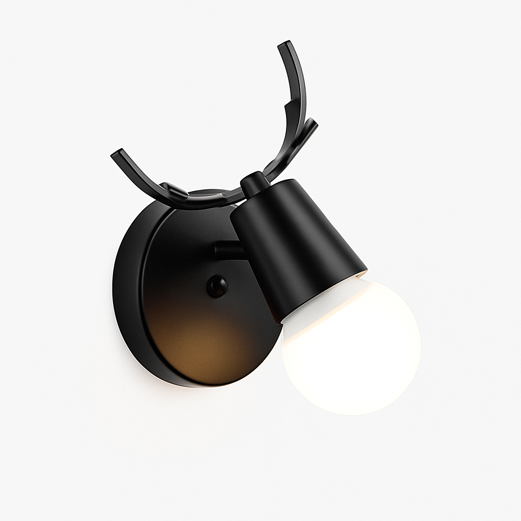 Hertengewei Wandlamp LED Hout Modern Design Slaapkamer Woonkamer Zwart Wit Metaal E27 Sfeerverlichting | Sulvida