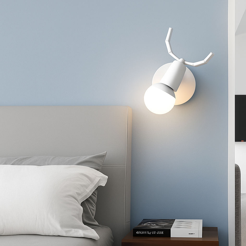 Hertengewei Wandlamp LED Hout Modern Design Slaapkamer Woonkamer Zwart Wit Metaal E27 Sfeerverlichting | Sulvida