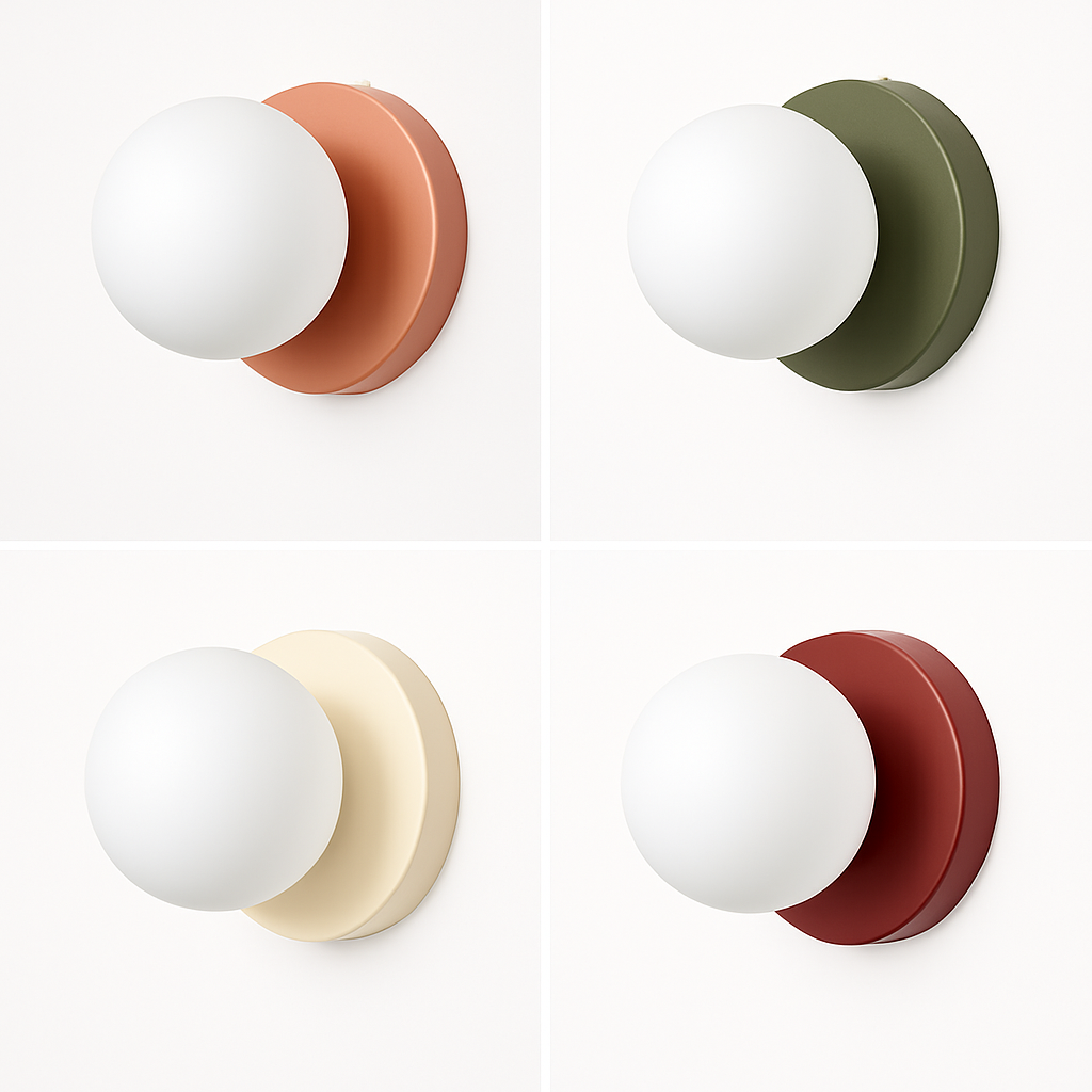 Glazen wandlamp ronde kap 10-12 cm macaron stijl LED verlichting slaapkamer hal gang modern interieur | Sulvida