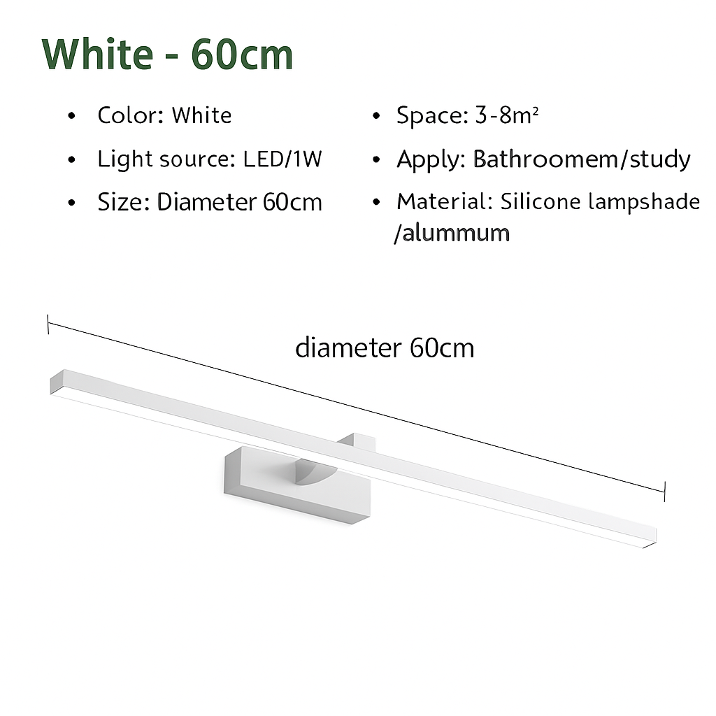 LED Spiegellamp Aluminium Badkamer Spiegel Wandlamp Modern Drie Lichttemperaturen Make-up Verlichting | Sulvida