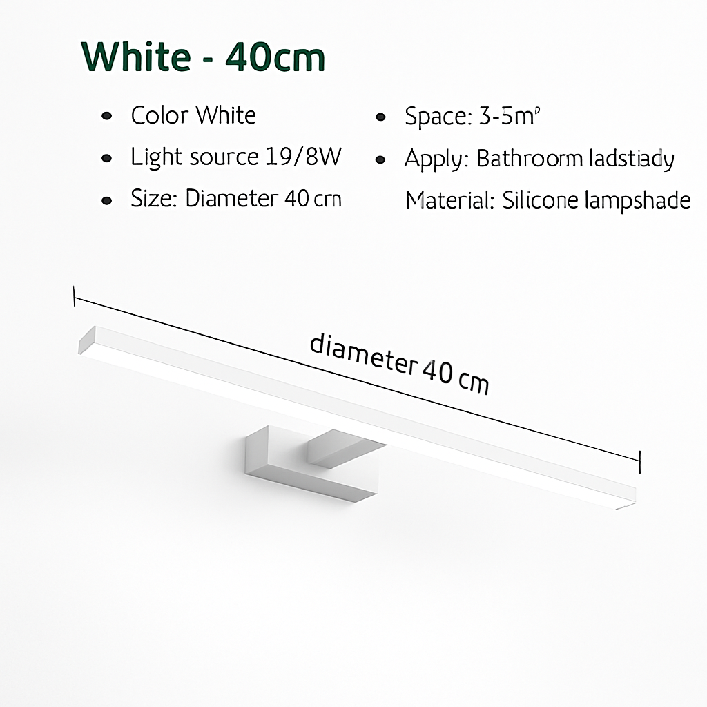 LED Spiegellamp Aluminium Badkamer Spiegel Wandlamp Modern Drie Lichttemperaturen Make-up Verlichting | Sulvida