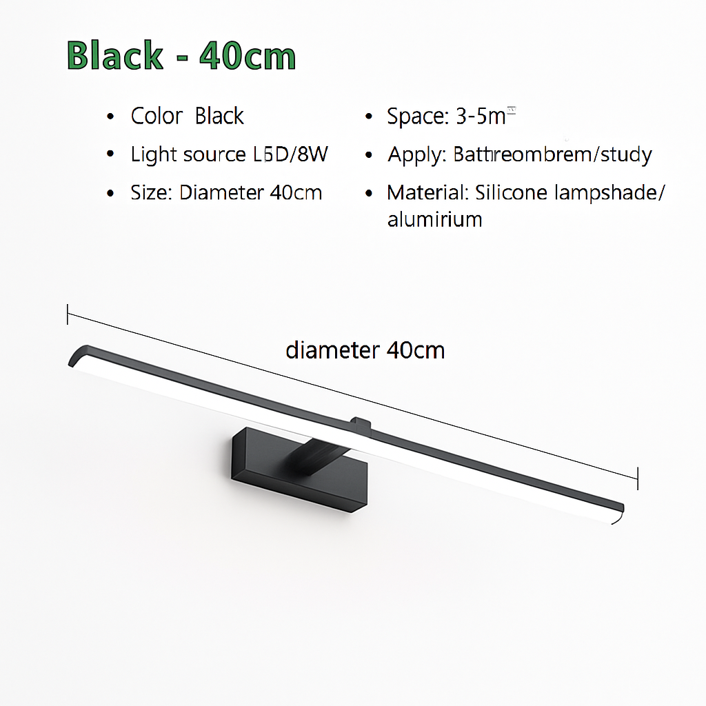 LED Spiegellamp Aluminium Badkamer Spiegel Wandlamp Modern Drie Lichttemperaturen Make-up Verlichting | Sulvida