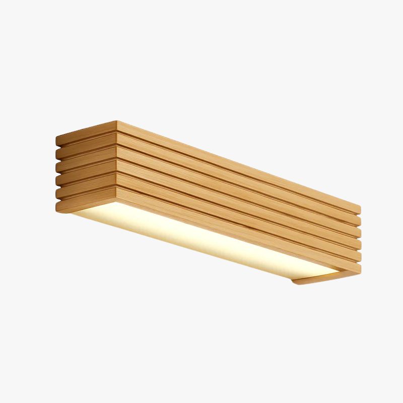 Rechthoekige LED Wandlamp Hout Sculpturale Wandverlichting Modern Design Interieur Woonkamer Slaapkamer | Sulvida