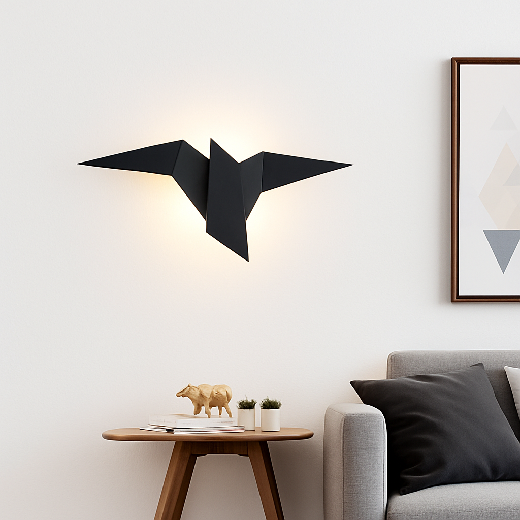 Wandlamp Vogel Origami-design Metaal Zwart Wit Goud Modern LED Sfeervol Wand Decoratief Accent Interieur | Sulvida