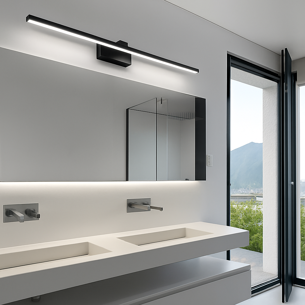 Aluminium spiegellamp badkamer 40-50cm LED wandverlichting zwart wit modern design IP44 waterdicht 6W 9W | Sulvida