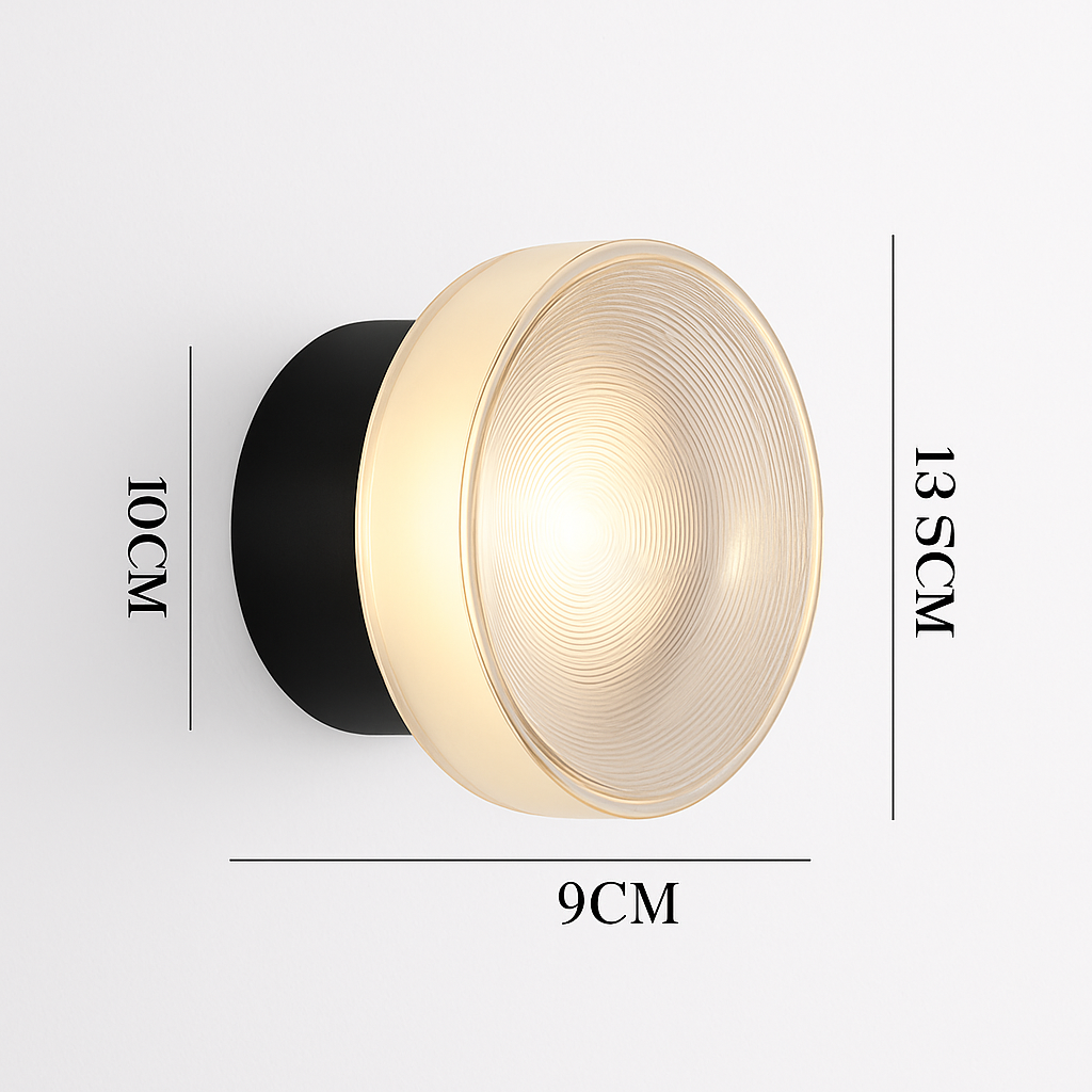 Moderne Ronde Wandlamp LED Glas Zwart Wit Goud Woonkamer Gang Slaapkamer Badkamer Interieurverlichting | Sulvida