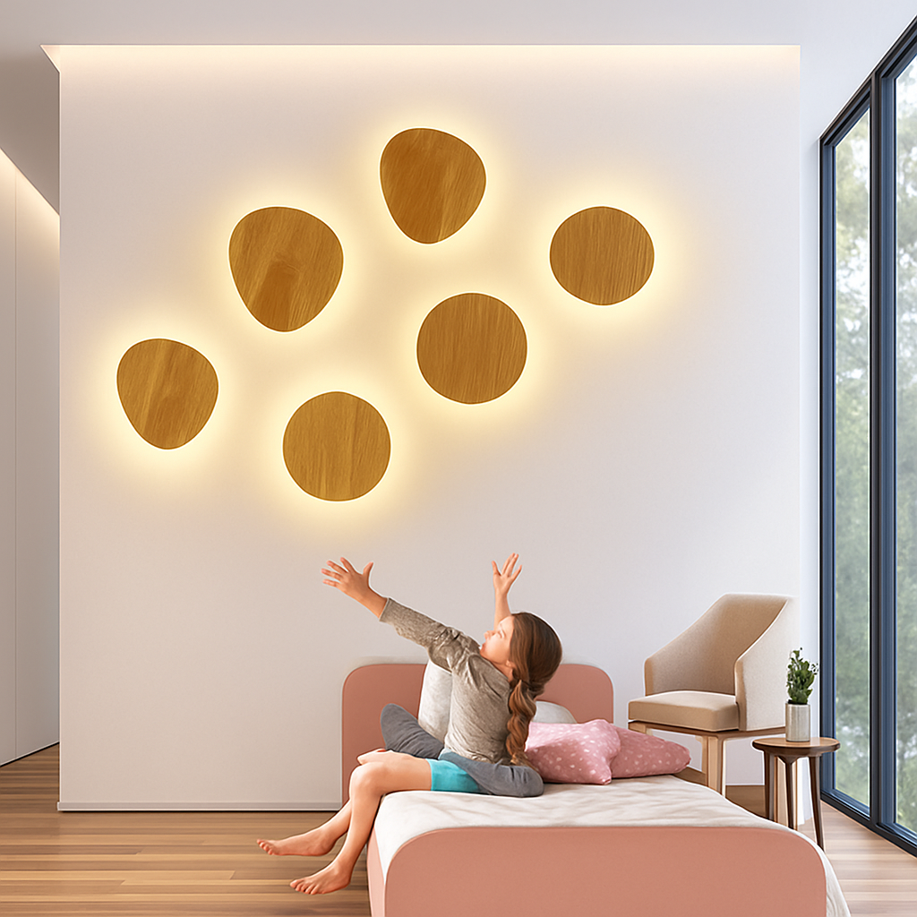 Ovale Wandlamp Hout Scandinavisch Design LED E27 Up&Down Warm Sfeerlicht Slaapkamer Woonkamer Hal Leeshoek | Sulvida