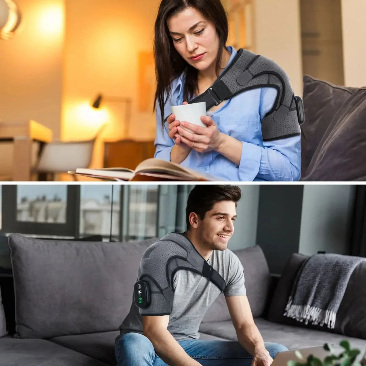 Verwarmde Schouderbrace met Massage en Ondersteuning voor Pijnverlichting Mobiliteit Herstel en Comfort | Sulvida