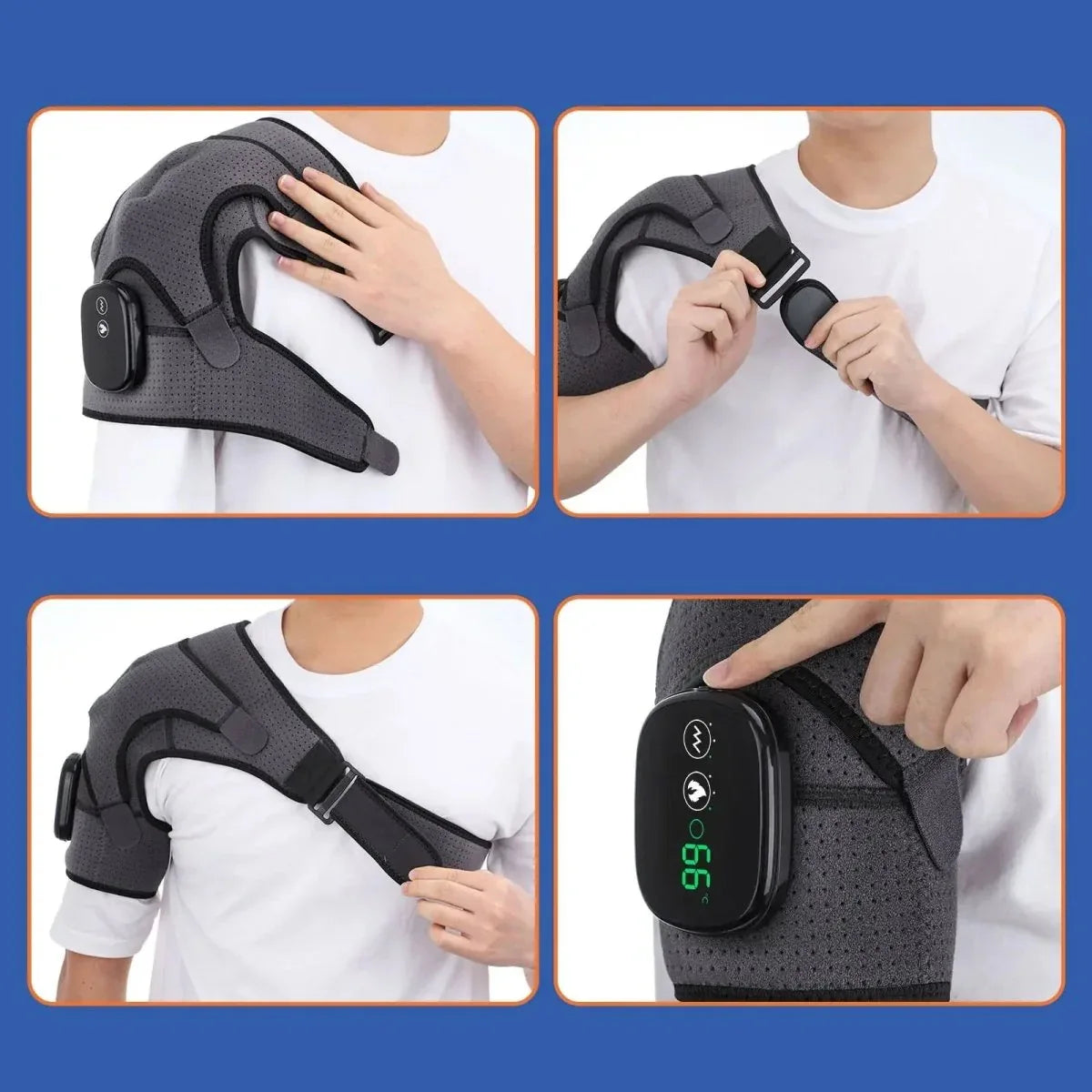 Verwarmde Schouderbrace met Massage en Ondersteuning voor Pijnverlichting Mobiliteit Herstel en Comfort | Sulvida