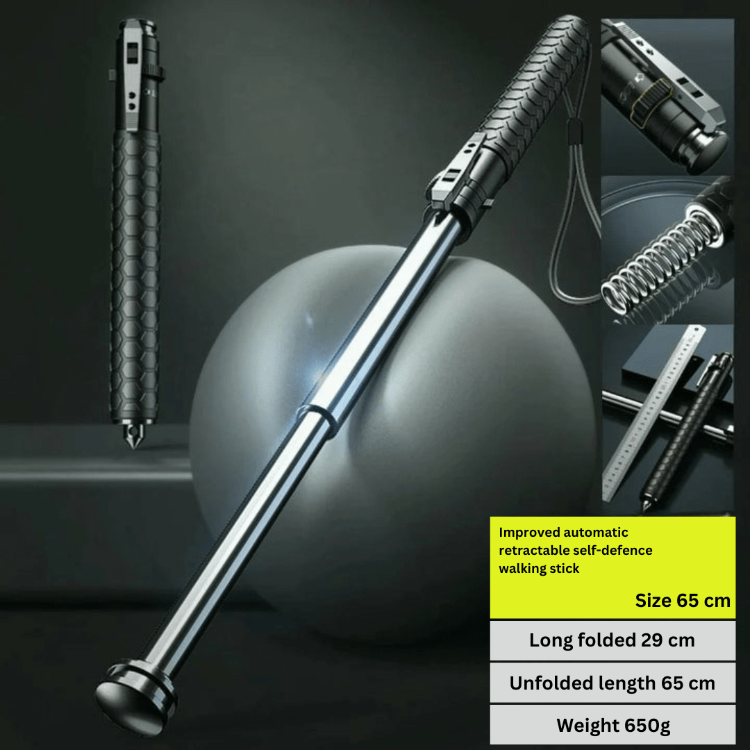 Inklapbare Wandelstok Uitschuifbaar Zwart 39-65cm Zelfverdediging Trekking Outdoor Veiligheid Telescopisch | Sulvida