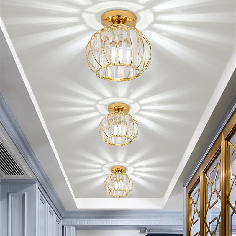 Kristallen Plafondlamp Metaal met E27 Fitting Goud Zwart Woonkamer Gang Eetkamer Luxe Moderne Verlichting | Sulvida
