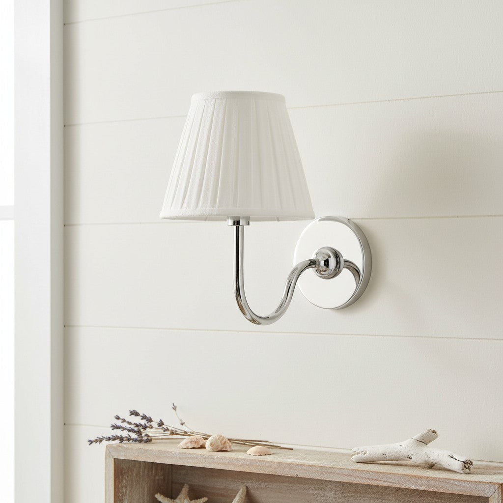 Wandlamp Linnen Kap Messing Armatuur Plissé of Glad Stof E12 Fitting Hardwired Decoratieve Verlichting | Sulvida