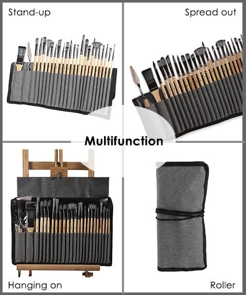 24-delig Penselen Palet mes set Nylon borstels acryl aquarel olie verf kwasten kunst schilderen hobby | Sulvida