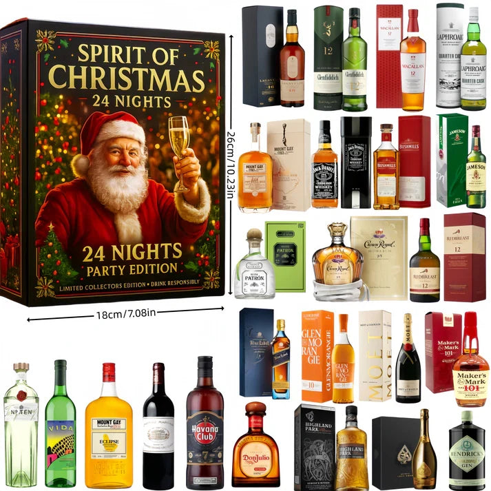 Whisky Adventskalender 2026 met 24 Decoratieve Miniaturen voor Kerst Countdown Kerstversiering Decoratie | Sulvida