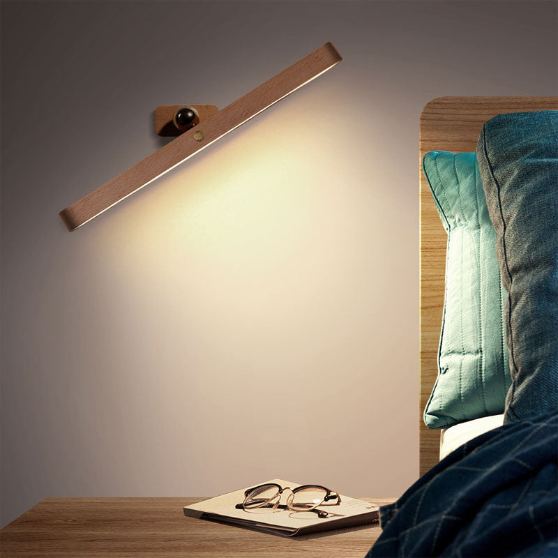 Applique murale sans fil à fixation magnétique, tête orientable, bois, éclairage d’ambiance et d’accentuation | Sulvida